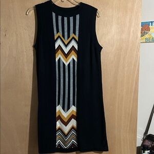 Missoni Black Dress with Multicolor Chevron Pattern